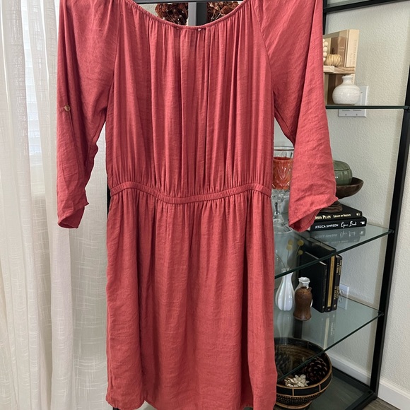 Lulus burnt orange off the shoulder utility dress large - Picture 3 of 9